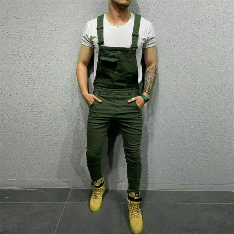 New Mens Denim Jeans Overalls