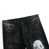 Men'S Pants Streetwear Fashion Trousers Jeans Skull Black