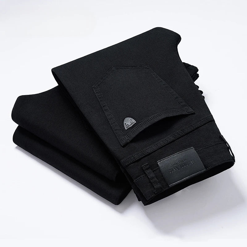 Black Jeans New Cotton Elastic Straight