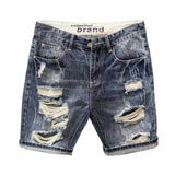 Men's Ripped Denim Shorts Fashionable Summer