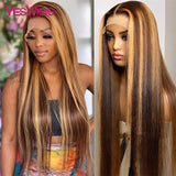 HD 13x6 Highlight Wig Human Hair Honey Blonde