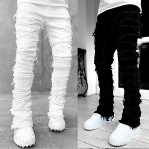 High Street White Men's Stacked Jeans Stretched