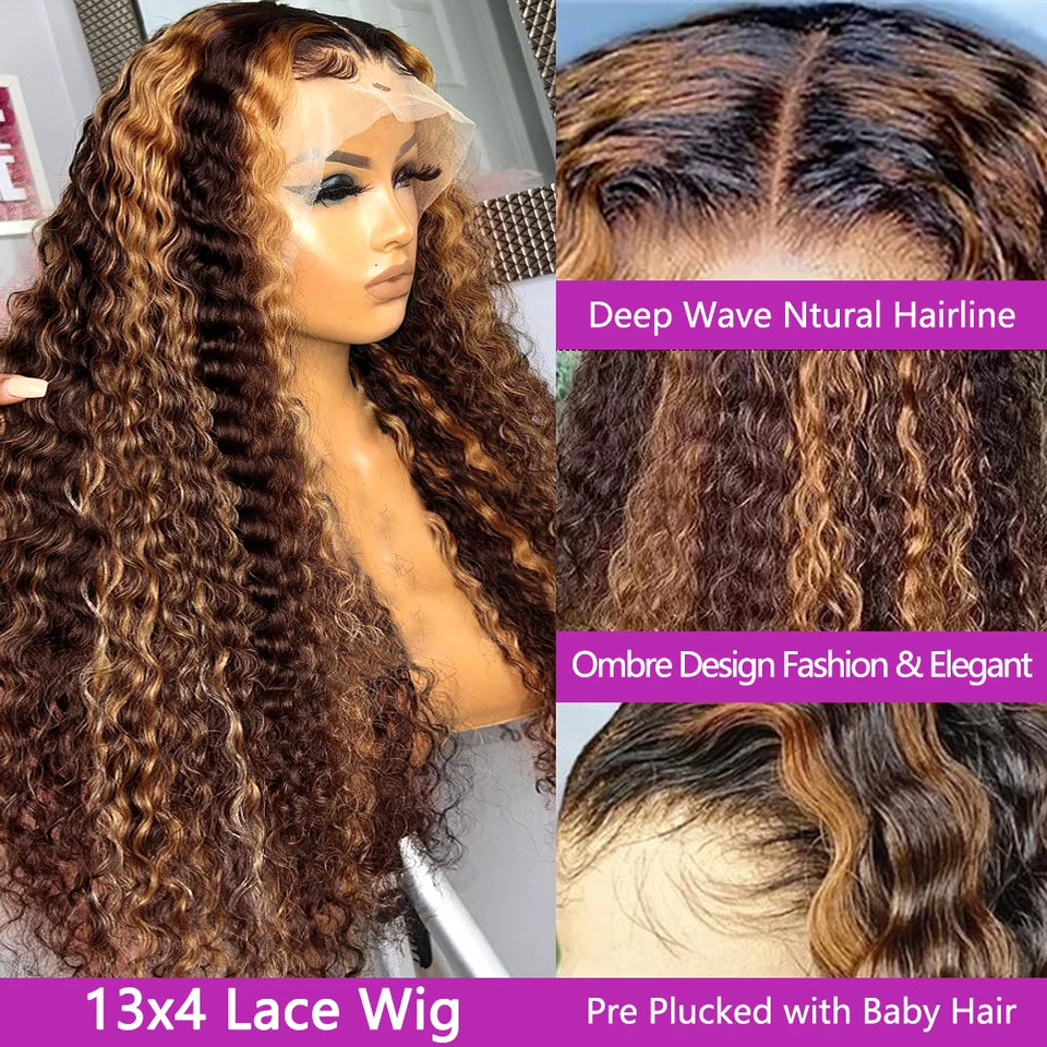 13x6 Hd Lace Highlight Wig Human Hair Wigs Glueless