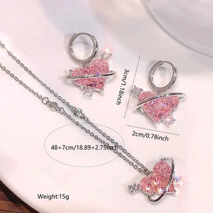 Y2K Crystal Pink Heart Necklac