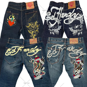 Printed street jeans men's Y2K hip-hop