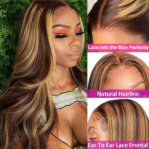 Highlight Wig Human Hair 13x6 HD Lace Front Human