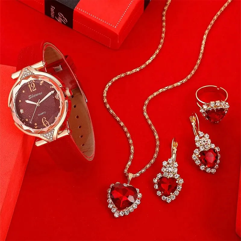 New 5pcs Set Watches Women