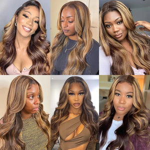 Highlight Wig Human Hair 13x6 HD Lace Front Human