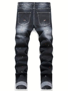 Men y2k Stretchy Denim jeans Ripped Skinny