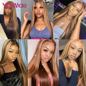 HD 13x6 Highlight Wig Human Hair Honey Blonde