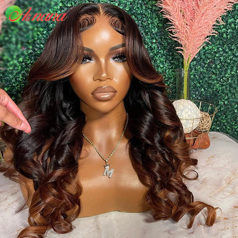 Ombre Ginger Brown Colored 13x6 HD Transparent Lace Frontal